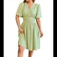 thumbnail image 1 of Vestido de Mujer de Verano 2025, Elegante Minivestido con Volantes y Escote en V Profundo, Vestidos A la Cintura Judías M, 1 of 10