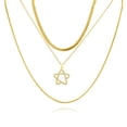 thumbnail image 1 of Juego de Collar con Capas de 3 Pzas JeenMata con Dijes de Estrellas Chapados en Oro Amarillo, 1 of 5