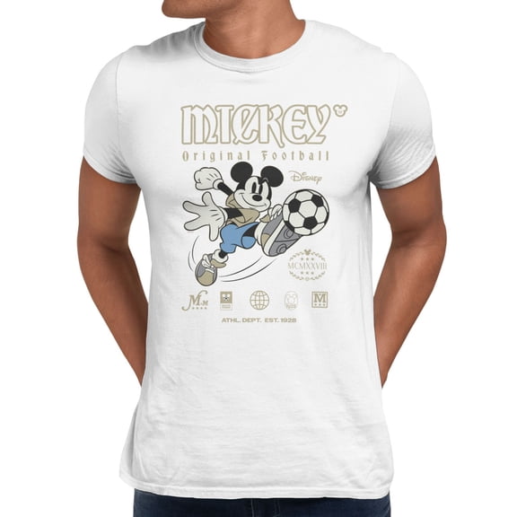 Disney Mickey Mouse Soccer Original Football Men's T Shirt (White, S-XXXL)