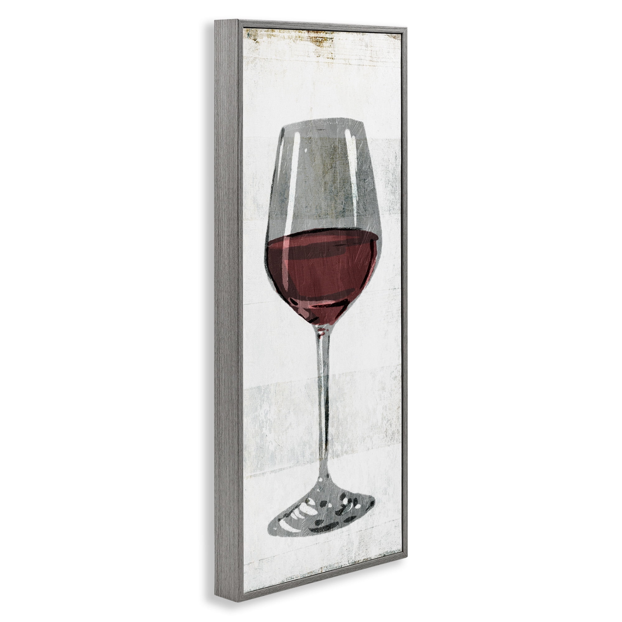 Stupell Industries Rustic Kitchen Red Wine Glass Food & Beverage Painting Gray Framed Art Print Wall Art, 13 x 30