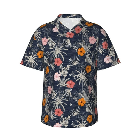 Balery Hawaiian Style Print Men's Hawaiian Shirts Short Sleeve Beach Shirt Relaxed Fit Vacation Button Down Shirts-X-Large