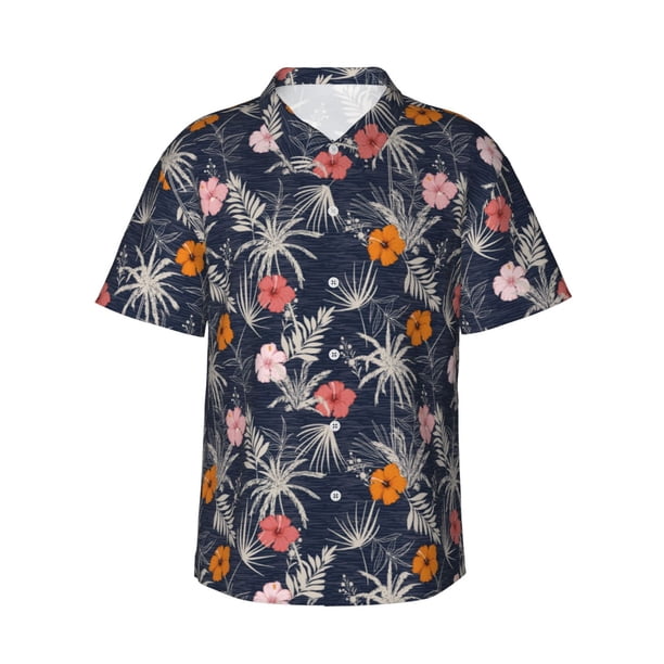 Fotbe Hawaiian Style Camisa Hawaiana para Hombre Unisex – Camisa Casual de Verano con Botones de Manga Corta de Algodón y Lino,XX-Large