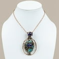 thumbnail image 5 of Tibetan Turquoise Gemstone Handmade Copper Wire Wrap Jewelry Pendant 3.19", 5 of 5