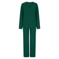 thumbnail image 6 of ZyeKqe Pajamas Sets for Women 2 Piece Fuzzy Fleece Long Sleeve V Neck Top and Wide Leg Pants Loungewear, 6 of 7