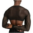 thumbnail image 5 of Men's Mesh Fishnet Top Long Sleeve Sheer See Through T Shirt Fitted Muscle Blouse Clubwear Black L, 5 of 5