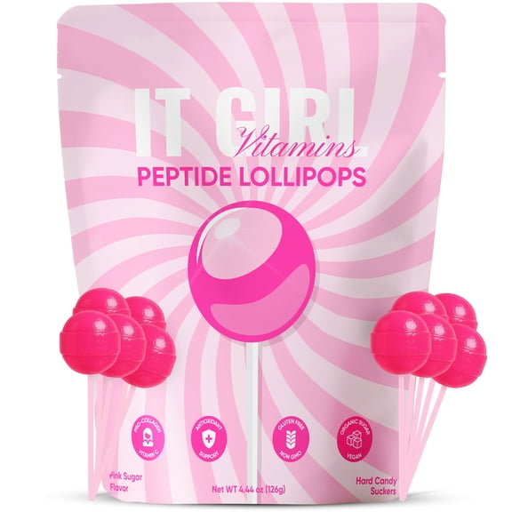 Beauty Peptide Lollipops, Collagen Peptides, Vitamin C, Pink Sugar Flavor, Value Pack, 10pack