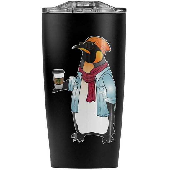 Cool Penguin Hipster With Coffee Stainless Steel 20 oz Travel Tumbler, Vacuum Insulated & Double Wall with Leakproof Sliding Lid | Great for Coffee/Hot Drinks and Cold Beverages
