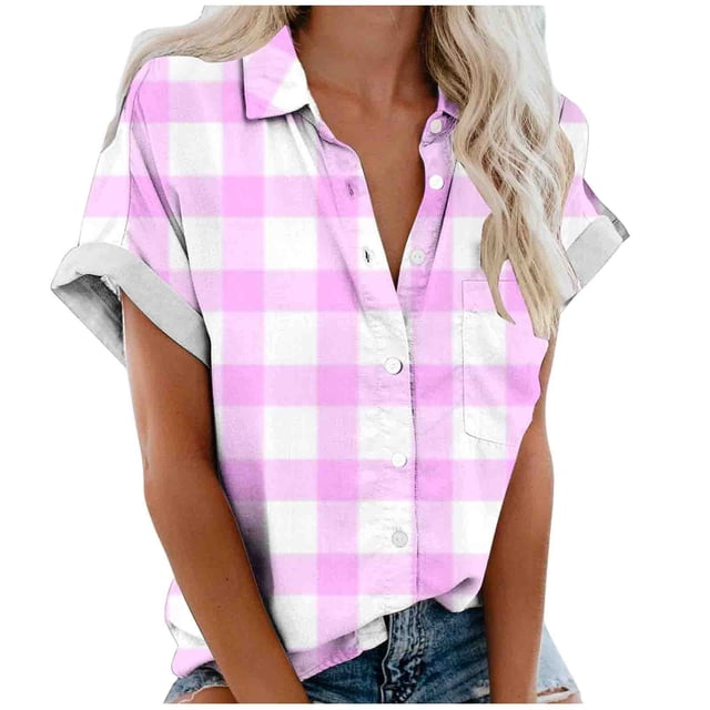 Mujeres Pantalones Cortos Impresos Manga Corta con Cuello en V Blusa Superior, Casual Y Elegante Corto para las Mujeres Verano Casual