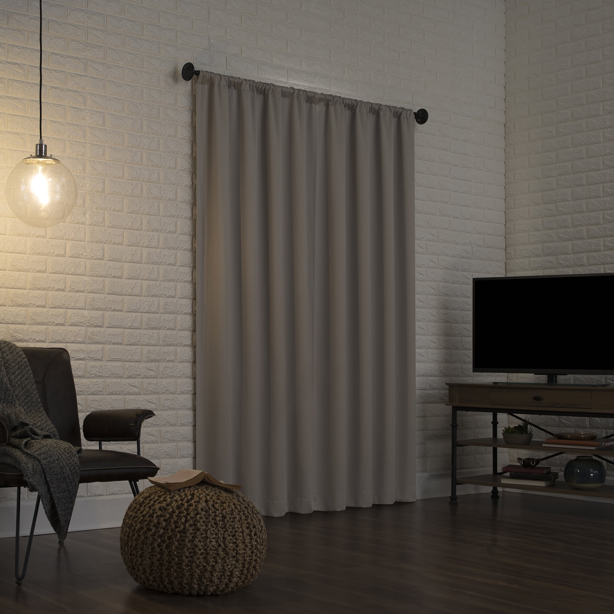 Sun Zero Avery 100% Blackout Rod Pocket Single Curtain Panel, Beige, 40"W x 84"L