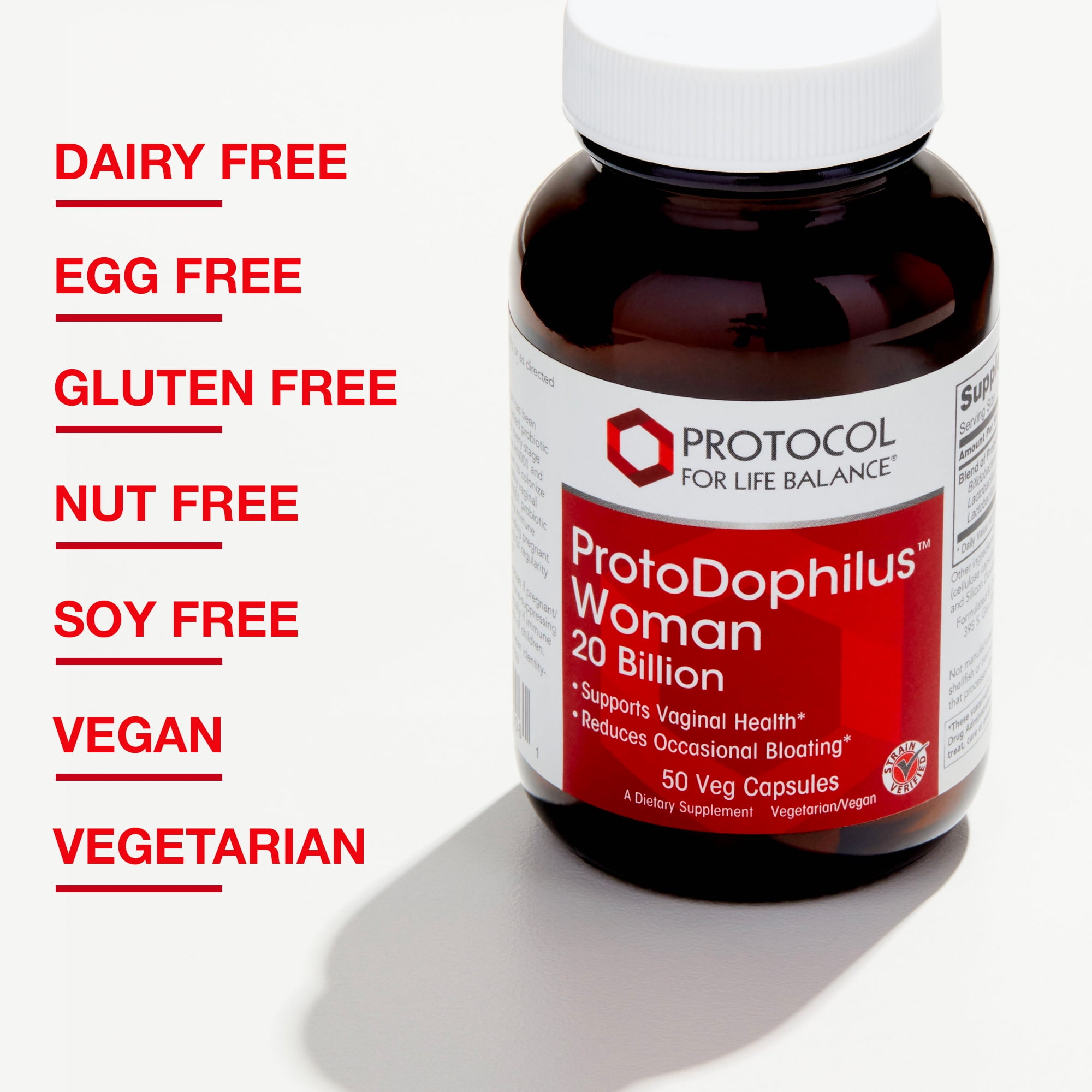 Protocol For Life Balance - ProtoDophilus Woman 20 Billion - Supports Vaginal Health, Helps to Reduce Occasional Bloating, Supports Immune System, Gastrointestinal Regularity - 50 Veg Capsules