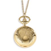 Charles Hubert Gold-finish Scroll Design Pendant Brass Band Watch