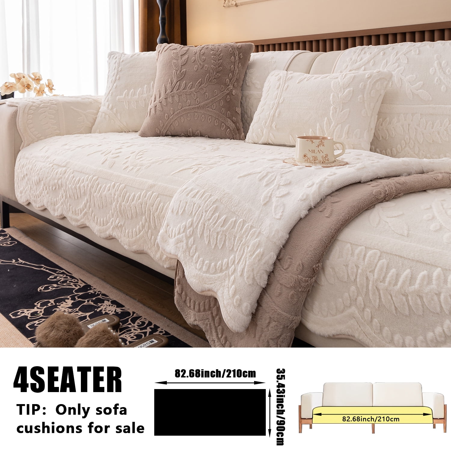 Thickened Anti-Slip Sofa Cover Scratch-Resistant & Wear-Resistant Pet-Friendly Design Soft Fabric Living Room Use Machine Washable Sofa Protector