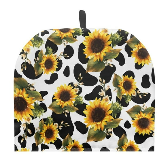 ZUXONGSY Sunflower Cow Pattern Insulated Teapot Cozy Kettle Protective with Hanging Ring Anti-Dust Polyester Canvas Teapot Cover for Home Table Restaurant Decorative Accessories
