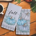 thumbnail image 2 of Fall Kitchen Towels Set of 2 Fall Decor Buffalo Plaid Eucalyptus Leaves Pumpkin Dish Towel Tea Towels for Kitchen 16x26 Inch Thanksgiving Decorations, 2 of 6