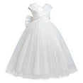 thumbnail image 2 of IBTOM CASTLE White First Communion Dresses for Girls Lace Flower Wedding Bridesmaid Pageant Birthday Baptism Party Formal Maxi Tulle Gown 3-4 Years White - Satin, 2 of 8