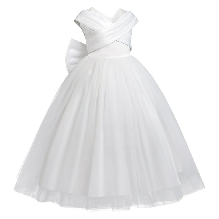 IBTOM CASTLE White First Communion Dresses for Girls Lace Flower Wedding  Bridesmaid Pageant Birthday Baptism Party Formal Maxi Tulle Gown 9-10 Years  ...