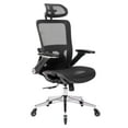 thumbnail image 4 of Home Office Ergonomic Swivel Chair with Metal Legs,High Back Chair with Adjustable Headrest and Flip-Up Arms, Comfy Computer Chair with Tilt & Lock Function, Lumbar Support, Black, 4 of 9