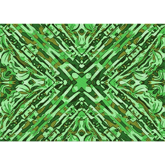 Ahgly Company Indoor Rectangle Patterned Deep Emerald Green Area Rugs, 7' x 9'