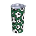thumbnail image 2 of Vaso de acero inoxidable con tapa y diseño de dibujos animados de fútbol, taza térmica portátil de 20 oz para viaje, 2 of 7