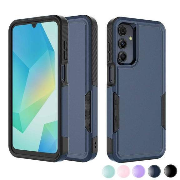 For Samsung Galaxy A03S A13 A14 A15 A16 A23 A32 A35 A53 A54 5G Case,Njjex 2 in 1 PC Phone Case ,Rubber & Rugged Shockproof Full Body Protection Case Cover-Blue