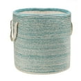 thumbnail image 4 of LR Home Textured Stripe Round Cotton 19" Storage Basket with Handles, Aqua/White, 4 of 9