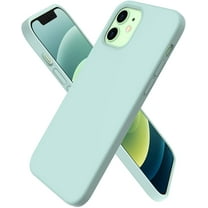 Compatible with iPhone 12 Mini Case, Slim Liquid Silicone 3 Layers Full Covered Soft Gel Rubber with Microfiber Case Cover 5.4 inch-Mint Green