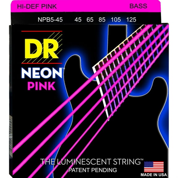 DR Strings NEON Hi-Def Pink Bass SuperStrings Medium 5-String
