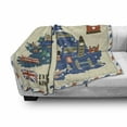 thumbnail image 3 of Scotland Soft Flannel Fleece Throw Blanket, United Kingdom Travel Map with Attractions Doodle Postcard Stamp Theme, Cozy Plush for Indoor and Outdoor Use, 50" x 60", Multicolor, by Ambesonne, 3 of 6
