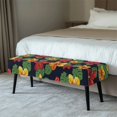thumbnail image 2 of XYZCANDO Floral and Green Leaf Design Poly Spandex Bench Cover with Washable, Anti-Dust Stretch Long Chair Cover for Dining Room, 2 of 9
