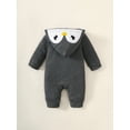thumbnail image 4 of Mikrdoo Newborn Baby Boys Romper 1 Months Baby Boys Penguin Image Jumpsuit 3 Months Baby Boys Single Breasted Design Hoodies One Piece Bodysuit Gray, 4 of 7