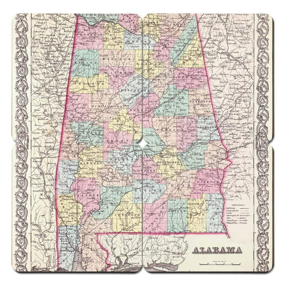Torched Products Old World Map 4-Piece UV Printed Baltic Birch Coaster