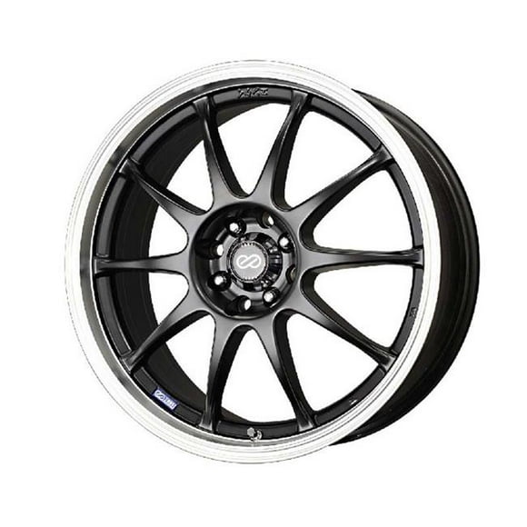 Enkei 409-770-12BK 17 x 7 & 5x100 Bolt Pattern 38 mm Offset 72.6 mm Bore J10 Matte Black with Machined Lip Wheel