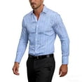 thumbnail image 5 of Purcolt Mens Striped Dress Shirts Business Casual Long Sleeve Slim Fit Stretch Button Down Shirts Office Work Wedding Blouse Tops, 5 of 5