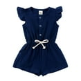 thumbnail image 1 of WEIYLL Rompers for Girls Summer Button Henley Fly Short Sleeve Solid Playsuit Blue Baby Overalls for 6-12 Months, 1 of 8