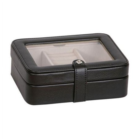 Mele & Co. Rio Faux Leather Glass Top Jewelry Box in Black