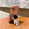 thumbnail image 6 of Compatible for iPhone 13 Bling Plating Astronaut Hidden Stand Case, Cute 6D Stand Glitter Phone Case for Women Girls Soft TPU Shockproof Back Cover - Pink, 6 of 12