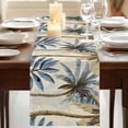 thumbnail image 3 of Palm Trees 36 Inch Table Runner, Blue Brown Vintage Watercolor Tropical Farmhouse Dresser Scarf Cotton & Linen Tablerunner for Dining/Kitchen Island/Holiday Party Décor Small 13" x 36", 3 of 9