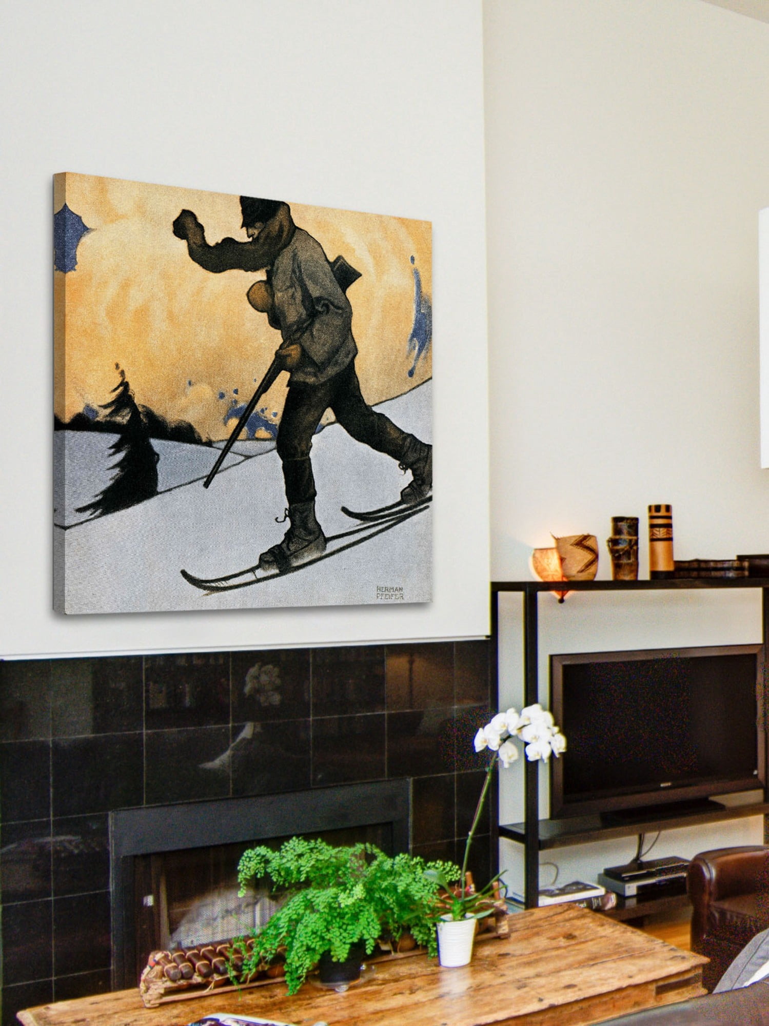 Marmont Hill Snowshod Hunter by Heinrich Pfeifer Painting Print on Canvas