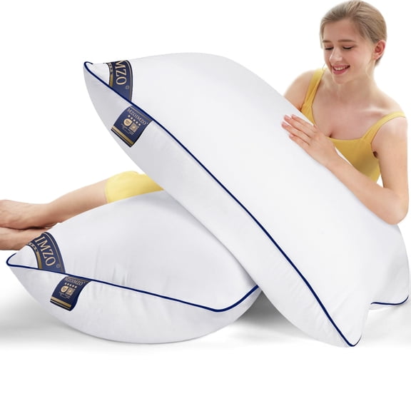 Hotel Quality King Pillows Set of 2, Firm Support for Neck and Shoulder Pain, Cooling Breathable Fabric, Down Alternative Filling, 20x34 Inches, White