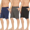 thumbnail image 3 of Essential Elements 3 Pack: Mens Cotton Sleep Shorts - 100% Cotton Jersey Lounge Casual Sleep Bottoms PJ Pajama Shorts, 3 of 7