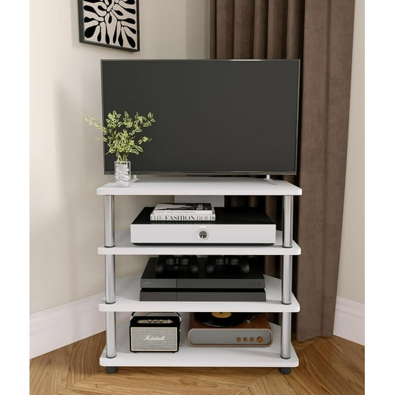 TV Cabinet, 4 Shelves Entertainment Center for TVs Up to 25", TV Stand for Living Room