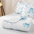 thumbnail image 4 of meiyoeat Bow Letter A Twin Quilt Set for Girls, Gingham Ribbon Twin Coverlet Set for Bedroom, Blue, 2pcs, 4 of 7