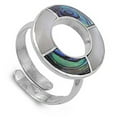 thumbnail image 4 of Abalone Mosaic Circle Wrap Cutout Ring .925 Sterling Silver Band Jewelry Female Male Unisex Size 5, 4 of 4