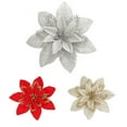 thumbnail image 2 of 6PCS 5.1'' Christmas Poinsettias Glitter Artificial Flower Christmas Tree Flower, 2 of 10