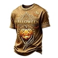 thumbnail image 6 of Broave Men Halloween Skeleton Hand Jack O'Lantern Crewneck Short Sleeve T-Shirt, All Over Print Bat Scroll Casual Graphic Tee, Gothic Halloween Top for Men Daily Wear & Halloween Party Outfit, 6 of 8