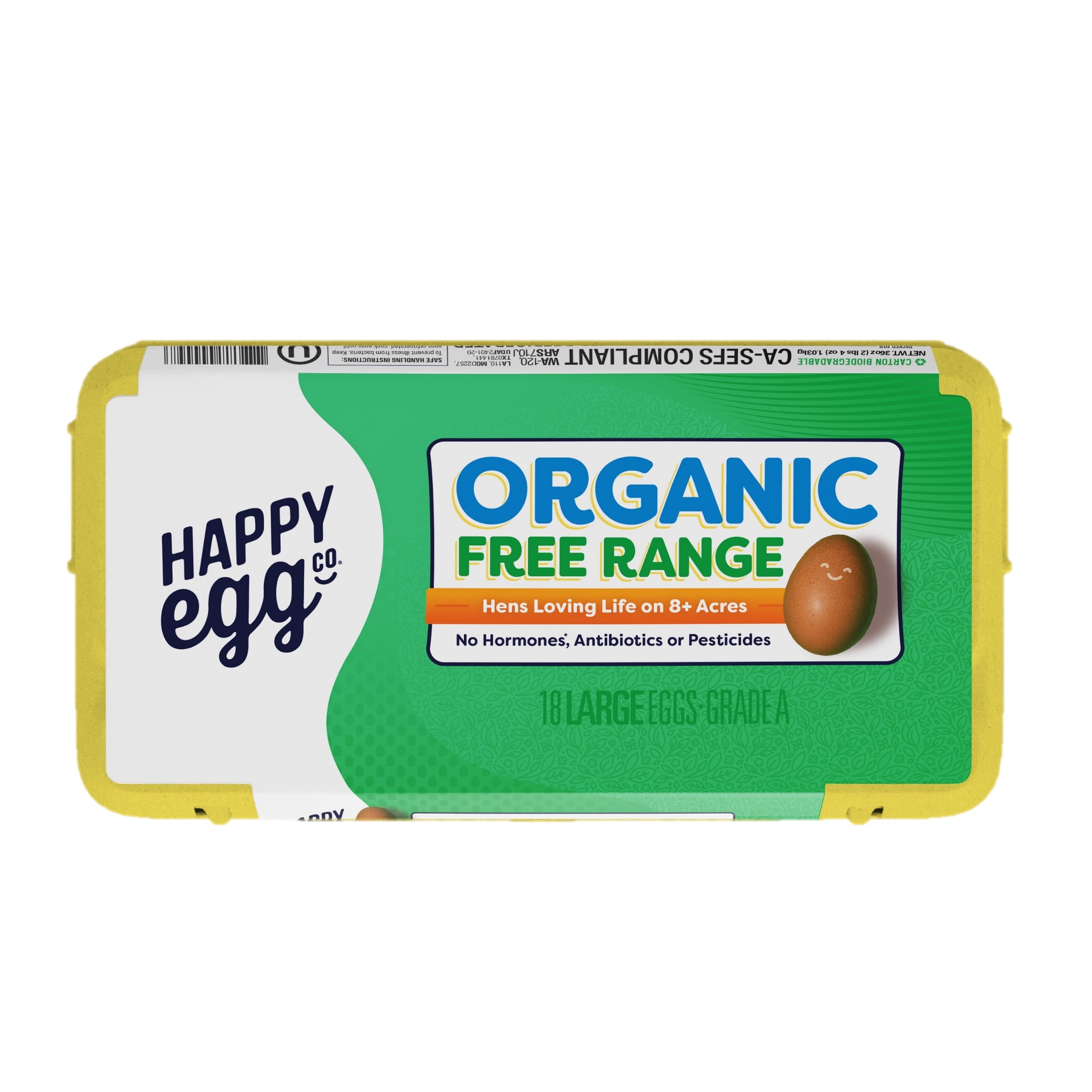 Happy Egg Co Organic Free Range Grade A Brown Eggs, Large, 18 Ct