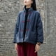 thumbnail image 5 of Chaqueta corta de algodón y lino con cuello alto y hebilla de color sólido retro para mujer, chaqueta de algodón cálida para mujer, 5 of 6