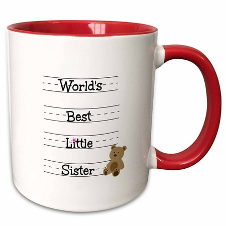 3dRose Worlds best little sister - Two Tone Red Mug, (Best Sister In The World Gifts)