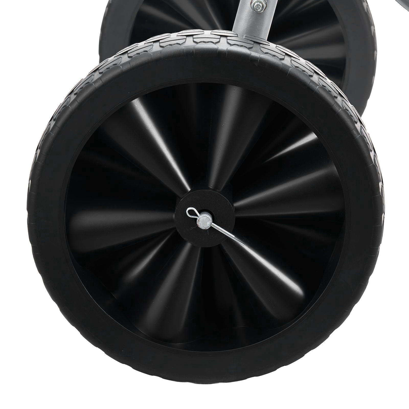 Heavy Duty Garden Hose Reel Cart with Storage Basket 4 Wheels Holds 300 ft 5/8 Inch Hose for Yard Lawn Outdoor