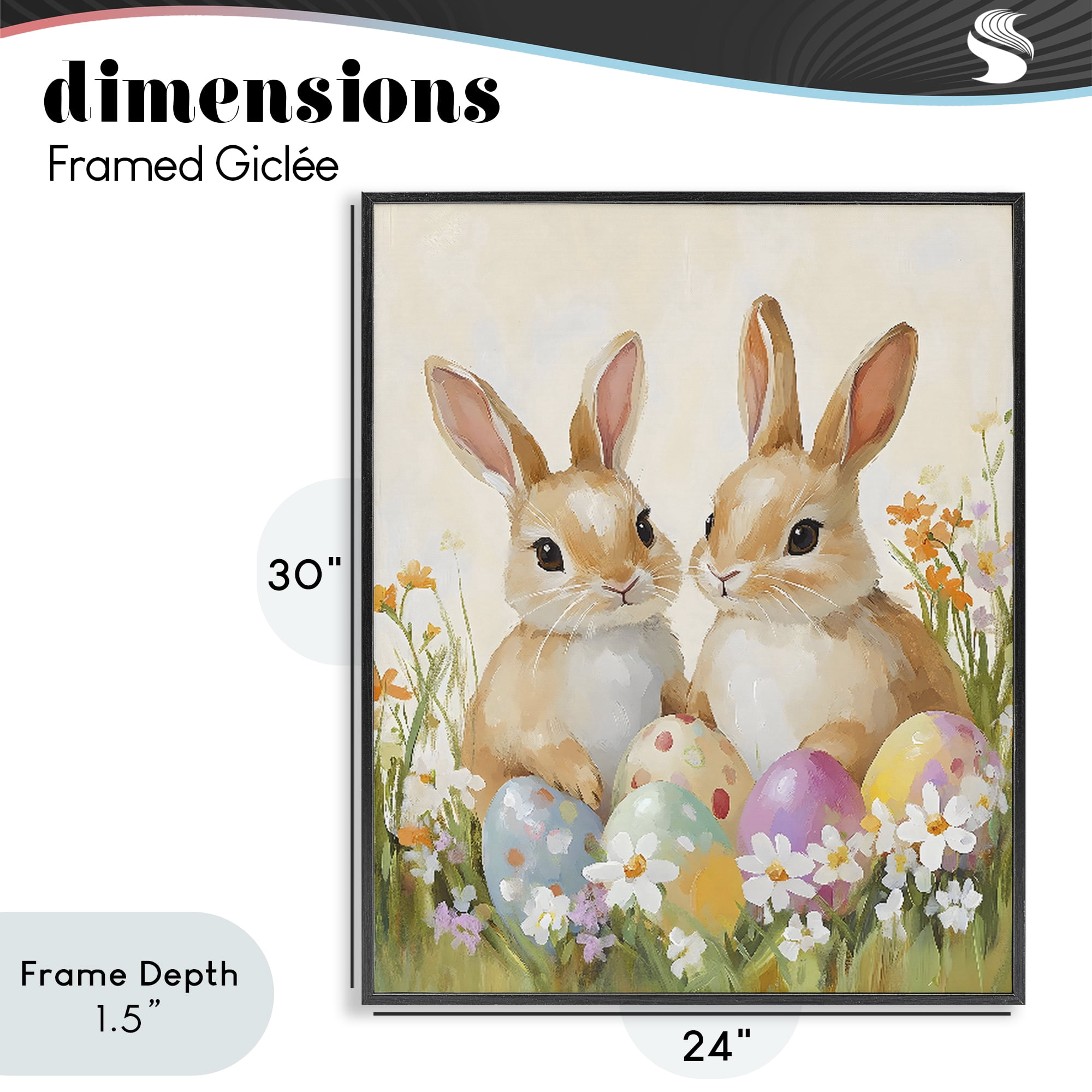 Stupell Industries Bunnies with Painted Easter Eggs Black Framed Giclee Art, design by The Prints Vibe
